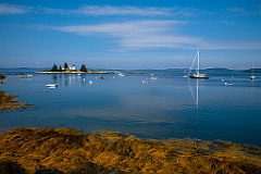 Calm Day By Pumpkin Island Light at Low Tide in Maine
